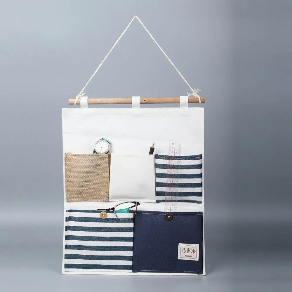Stripe Pattern Hanging Storage Bag Organizer